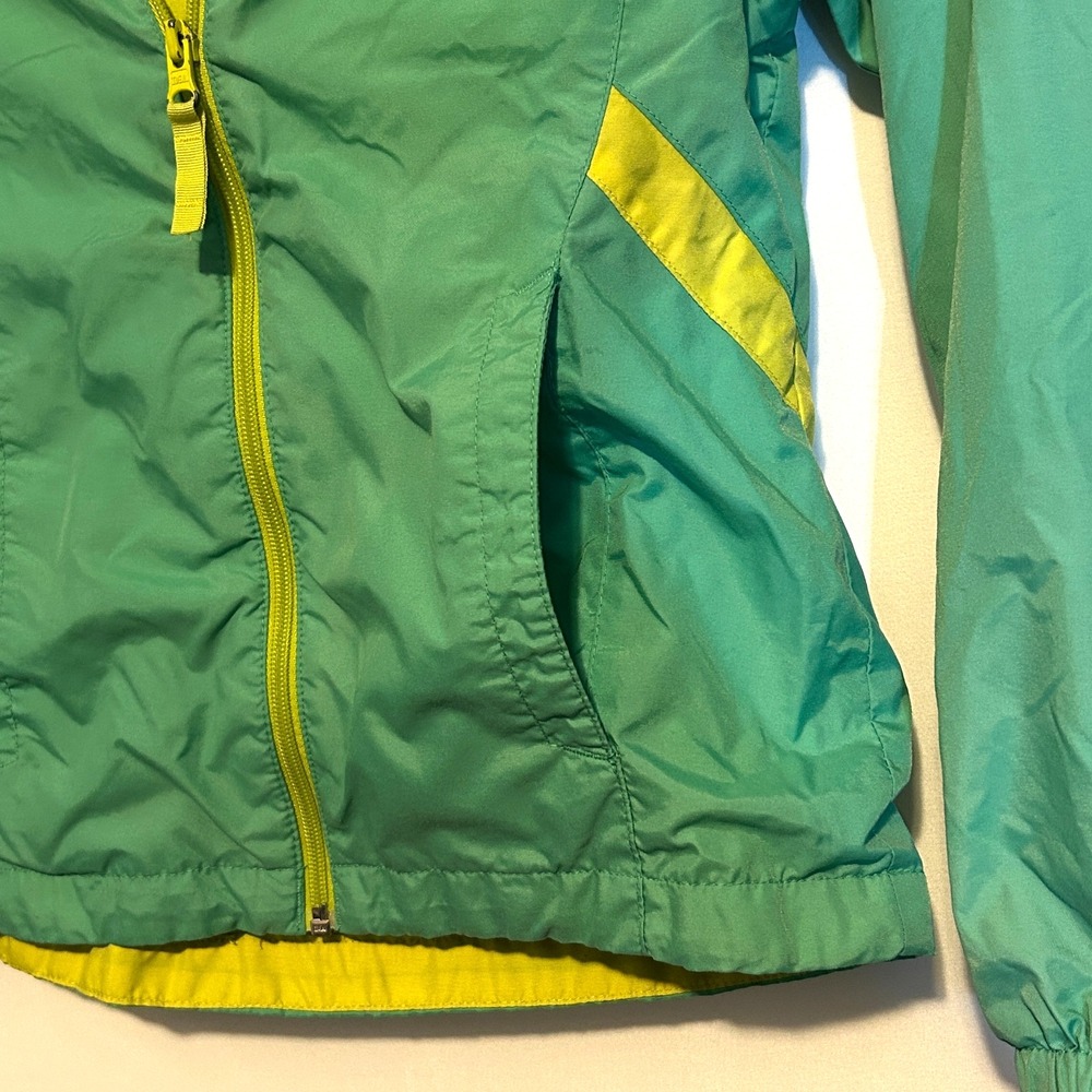 Columbia Youth Jacket Rain-Zilla Green Hooded Fleece Lined Windbreaker -Sz 10/12 - Picture 4 of 13